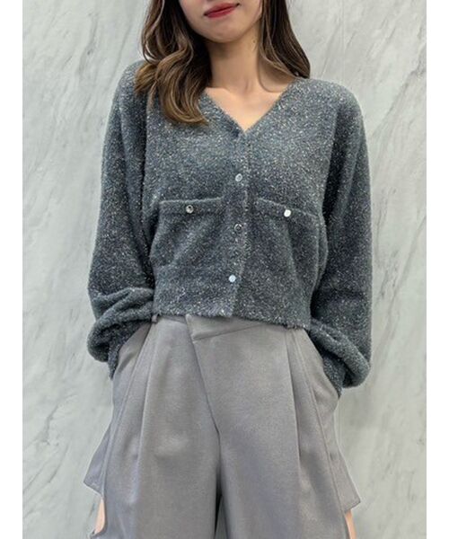 スライ ラメ カーディガン ニット トップス Mystrada ラメフェザー