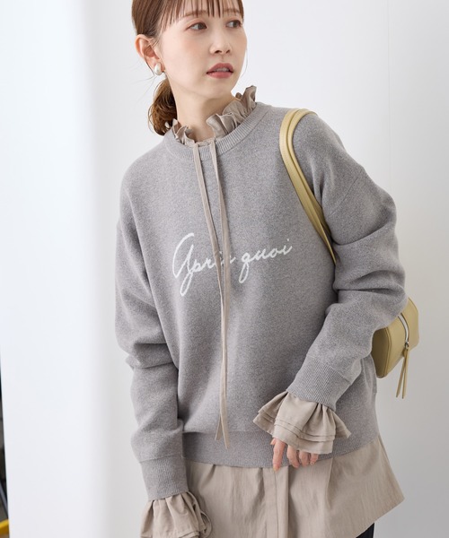 ROPE' PICNIC(ロペピクニック)の「スウェットライクロゴジャガードニットプルオーバー(ニット/セーター・レディース・ブラック/グレー/ピンク系その他2/キナリ・38)」の3枚目の写真