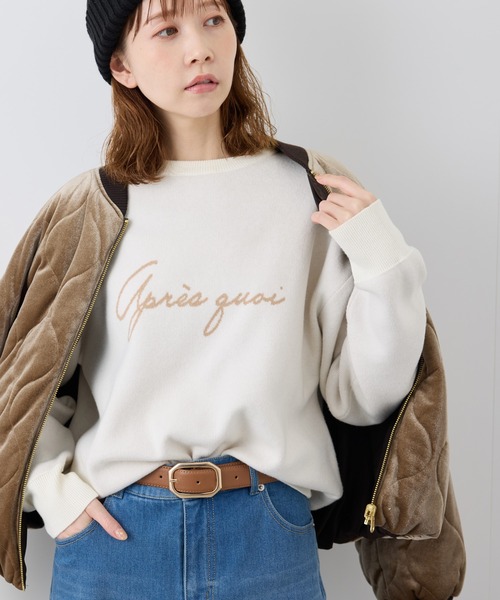 ROPE' PICNIC(ロペピクニック)の「スウェットライクロゴジャガードニットプルオーバー(ニット/セーター・レディース・ブラック/グレー/ピンク系その他2/キナリ・38)」の2枚目の写真