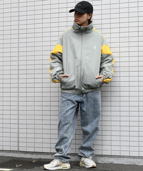 セール】【Soupy Soupy】raglan sleeves stand collar nylon blouson