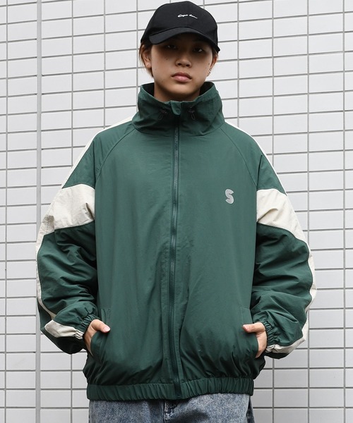セール】【Soupy Soupy】raglan sleeves stand collar nylon blouson