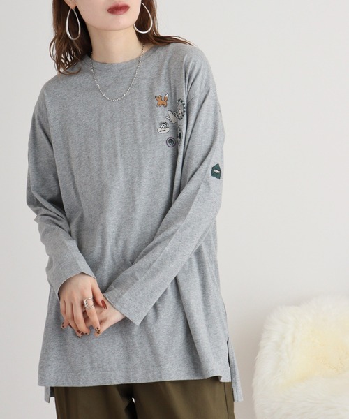 Emago（イマゴ）の「EMAGO ﾜｯﾍﾟﾝ風刺繍ﾁｭﾆｯｸ（チュニック・レディース・杢グレー/マスタード/ネイビー/ホワイト・FREE）」の4枚目の写真
