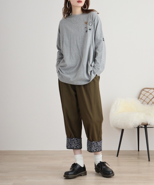 Emago（イマゴ）の「EMAGO ﾜｯﾍﾟﾝ風刺繍ﾁｭﾆｯｸ（チュニック・レディース・杢グレー/マスタード/ネイビー/ホワイト・FREE）」の10枚目の写真