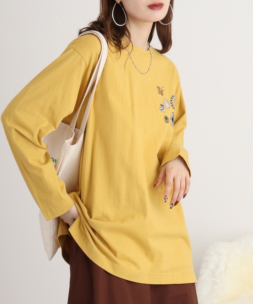 ワンピース EMAGO レモンとオレンジ総柄刺繍ワンピース Emago