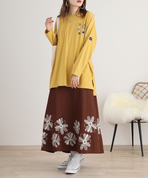 Emago（イマゴ）の「EMAGO ﾜｯﾍﾟﾝ風刺繍ﾁｭﾆｯｸ（チュニック・レディース・杢グレー/マスタード/ネイビー/ホワイト・FREE）」の20枚目の写真