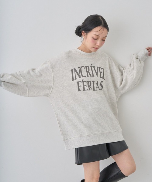 earth music&ecology（アースミュージックアンドエコロジー）の「アソートロゴルーズスウェット（スウェット・レディース・ネイビー/チャコールグレー/オートミール/ピンク・FREE）」の2枚目の写真