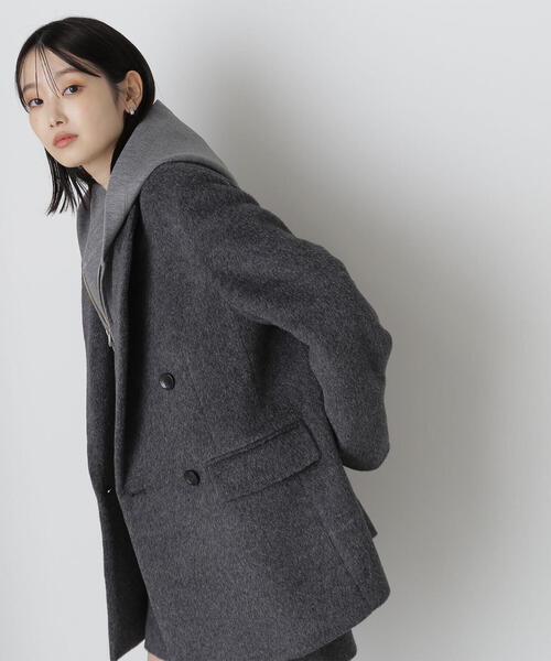 NATURAL BEAUTY BASIC(ナチュラルビューティーベーシック)の「◇シャギージャコット(テーラードジャケット・レディース・グレー/チャコールグレー/ベージュ・SMALL/MEDIUM)」の2枚目の写真
