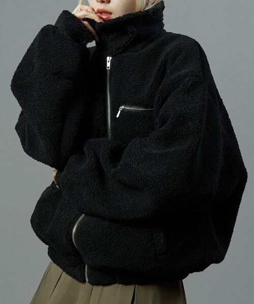 PUBLUX（パブリュクス）の「PUBLUX/パブリュクス ジップボアブルゾン(限定展開)（ブルゾン・メンズ・グレー/ブラック/ブラウン・LARGE/SMALL/MEDIUM）」の7枚目の写真