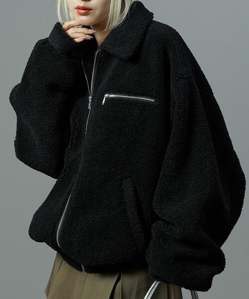 PUBLUX（パブリュクス）の「PUBLUX/パブリュクス ジップボアブルゾン(限定展開)（ブルゾン・メンズ・グレー/ブラック/ブラウン・LARGE/SMALL/MEDIUM）」の8枚目の写真