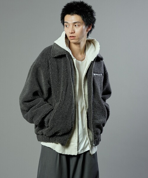 PUBLUX（パブリュクス）の「PUBLUX/パブリュクス ジップボアブルゾン(限定展開)（ブルゾン・メンズ・グレー/ブラック/ブラウン・LARGE/SMALL/MEDIUM）」の15枚目の写真