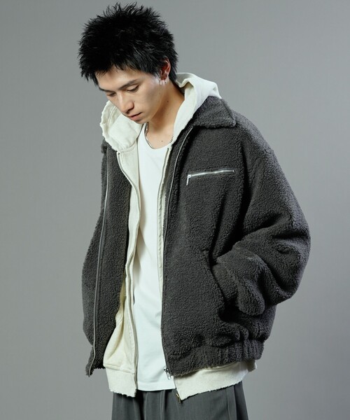 PUBLUX（パブリュクス）の「PUBLUX/パブリュクス ジップボアブルゾン(限定展開)（ブルゾン・メンズ・グレー/ブラック/ブラウン・LARGE/SMALL/MEDIUM）」の16枚目の写真