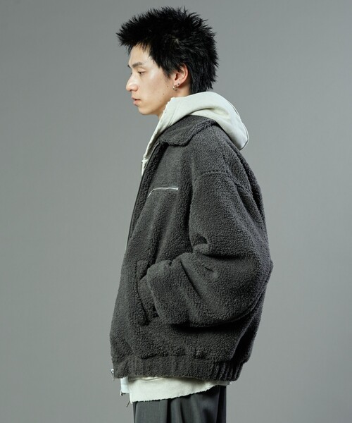 PUBLUX（パブリュクス）の「PUBLUX/パブリュクス ジップボアブルゾン(限定展開)（ブルゾン・メンズ・グレー/ブラック/ブラウン・LARGE/SMALL/MEDIUM）」の17枚目の写真