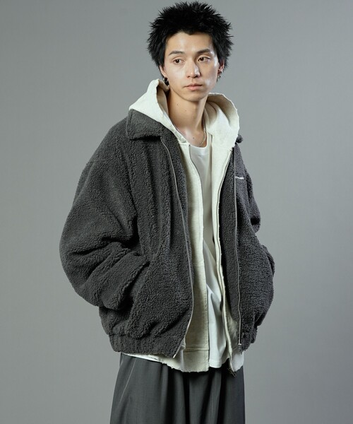 PUBLUX（パブリュクス）の「PUBLUX/パブリュクス ジップボアブルゾン(限定展開)（ブルゾン・メンズ・グレー/ブラック/ブラウン・LARGE/SMALL/MEDIUM）」の19枚目の写真