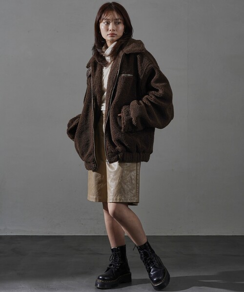 PUBLUX（パブリュクス）の「PUBLUX/パブリュクス ジップボアブルゾン(限定展開)（ブルゾン・メンズ・グレー/ブラック/ブラウン・LARGE/SMALL/MEDIUM）」の4枚目の写真