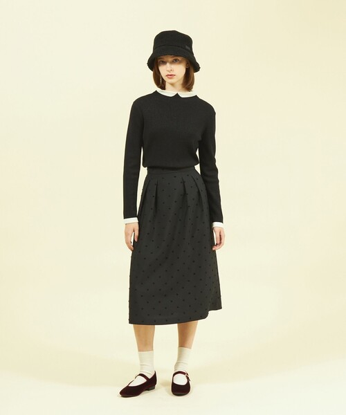 MACKINTOSH PHILOSOPHY（ﾏｯｷﾝﾄｯｼｭ ﾌｨﾛｿﾌｨｰ）の「ドットジャガードタックスカート（スカート・レディース・オフホワイト/ブラック・36/38）」の4枚目の写真