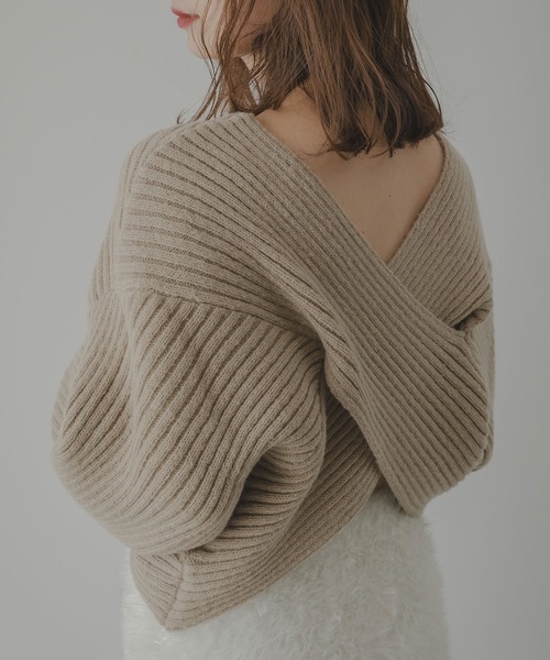 セール】2wayクロスデザインニットトップス（ニット/セーター
