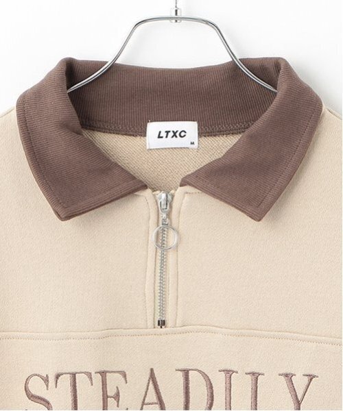 セール】【LTXC】【吸水速乾／さらさら】ハーフジップルーズトレーナー