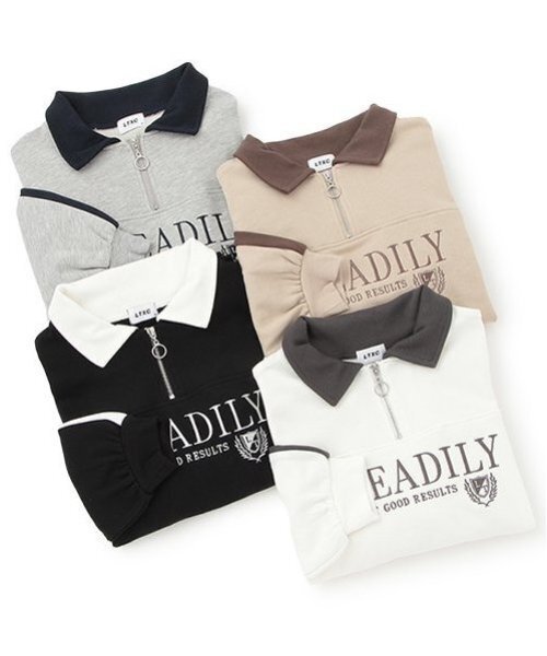 LOVETOXIC(ラブトキシック)の「【LTXC】【吸水速乾/さらさら】ハーフジップルーズトレーナー(スウェット・キッズ・ベージュ/ブラック/オフホワイト/トップグレー・S/M/L)」の16枚目の写真