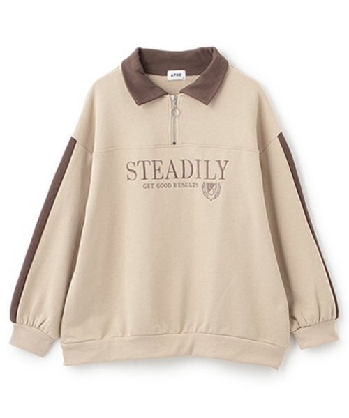 LOVETOXIC(ラブトキシック)の「【LTXC】【吸水速乾/さらさら】ハーフジップルーズトレーナー(スウェット・キッズ・ベージュ/ブラック/オフホワイト/トップグレー・S/M/L)」の18枚目の写真