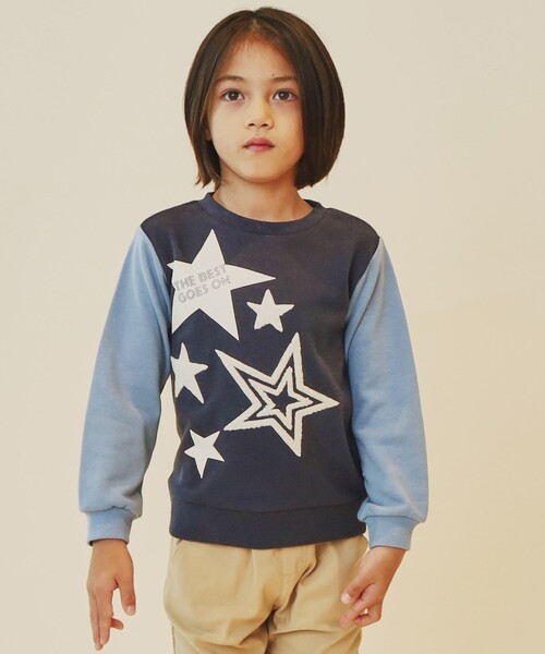 THE SHOP TK （ザ ショップ ティーケー ）の「◆【100-160】星さがら刺繍裏毛プルオーバー/洗濯機OK（スウェット・キッズ・ネイビー系4/イエロー系9/サックスブルー系4/チャコール・10/16/15 /11/12/13/14）」の3枚目の写真