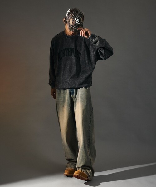 FREAK'S STORE（フリークスストア）の「限定展開 MR HEARTS/ミスターハーツ CHEMICAL WASH CREW NECK PRINT SWEAT/NORTHWEST（スウェット・メンズ・ネイビー/ブラック/ブラウン・LARGE/MEDIUM/SMALL）」の10枚目の写真