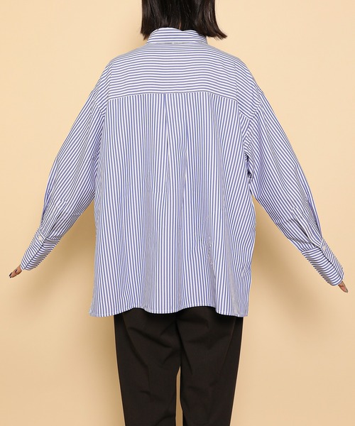 en CAnAF（エンカナフ）の「ダブルポケット ストライプ シャツ（シャツ/ブラウス・レディース・ブラウン/ブルー/ブラック・M）」の7枚目の写真