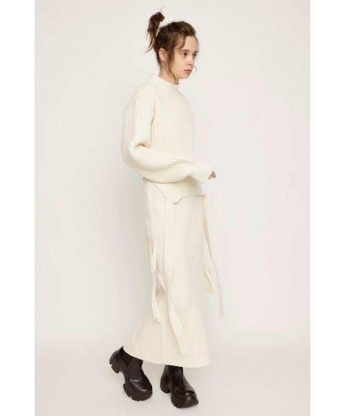 SLY（スライ）の「SIDE RIBBON KNIT SK サイド リボン ニット スカート / セットアップ可（スカート・レディース・アイボリー/ブラック/レッド系その他/ブルー系その他・FREE）」の7枚目の写真
