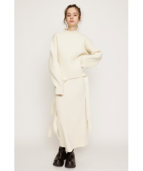 SLY（スライ）の「SIDE RIBBON KNIT SK サイド リボン ニット スカート / セットアップ可（スカート・レディース・アイボリー/ブラック/レッド系その他/ブルー系その他・FREE）」の5枚目の写真