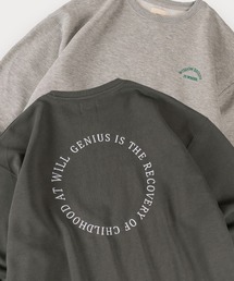 【0】ワンポイント刺繍 アソートスウェット ハート/袖ライン/バックサークル ビッグシルエット 裏起毛