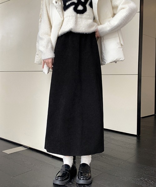 Miniministore(ミニミニストア)の「裏起毛ロングスカート秋冬スカート2タイプ(スカート・レディース・ブラウン系1/グレー系1/ブラック系1/ベージュ系2/イエロー系2/ベージュ系1/グレー系2/イエロー系1/ブラウン系2/ブラック系2・FREE)」の2枚目の写真
