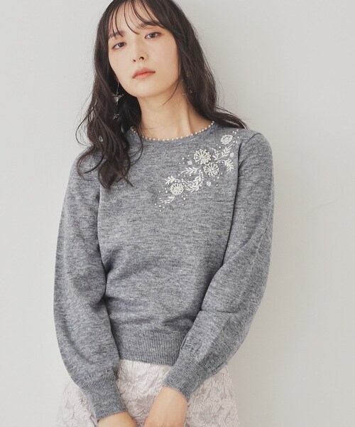 【セール】【SS～Lサイズ展開／ビーズ手刺繍】クラフトニット（ニット/セーター）｜Sunauna（スーナウーナ）