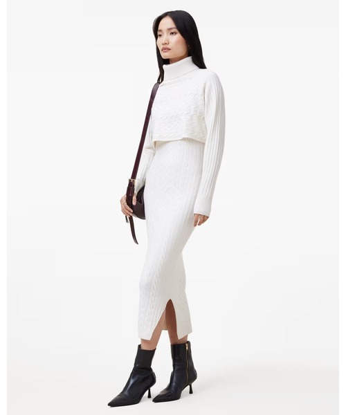 ALLSAINTS(オールセインツ)の「MURIEL 2-IN-1 KNITTED SLIM MIDI DRESS | MURIEL 2-IN-1 ニット スリム ミディ ドレス・ワンピース(ワンピース・レディース・ホワイト系その他・S/XS/M)」の6枚目の写真