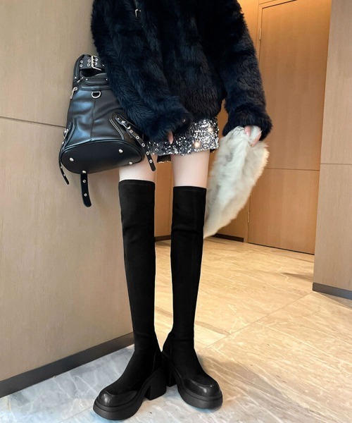 Miniministore（ミニミニストア）の「ニーハイブーツ レディース ロングブーツ（ブーツ・レディース・ブラック・22.5cm/23.5cm/24.5cm/23.0cm/24.0cm）」の3枚目の写真