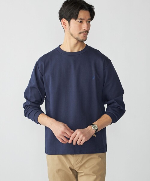 SHIPS(シップス)の「【WEB限定】SHIPS:〈抗菌防臭〉ワンポイントロゴ ハイゲージバーズアイ ダブルフェイス 長袖Tシャツ(Tシャツ/カットソー・メンズ・グレー/ネイビー/オフホワイト/ベージュ・SMALL/X-LARGE/LARGE/MEDIUM)」の4枚目の写真