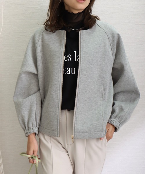 libelle more（リベル モア）の「ダンボールポンチ ノーカラーギャザーブルゾン（ブルゾン・レディース・杢グレー/ネイビー/ベージュ/ブラック/アイボリー・L/M）」の19枚目の写真