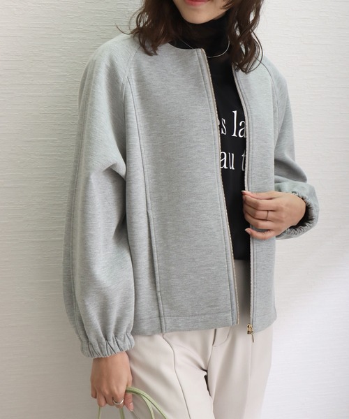 libelle more（リベル モア）の「ダンボールポンチ ノーカラーギャザーブルゾン（ブルゾン・レディース・杢グレー/ネイビー/ベージュ/ブラック/アイボリー・L/M）」の21枚目の写真