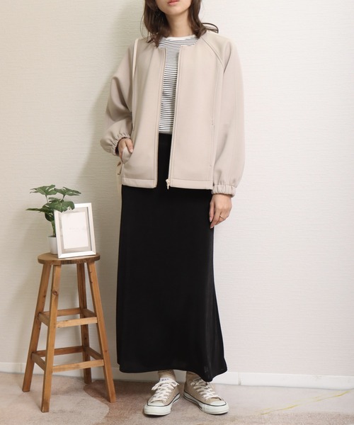 libelle more（リベル モア）の「ダンボールポンチ ノーカラーギャザーブルゾン（ブルゾン・レディース・杢グレー/ネイビー/ベージュ/ブラック/アイボリー・L/M）」の6枚目の写真