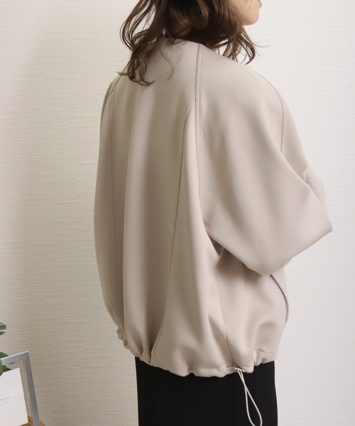 libelle more（リベル モア）の「ダンボールポンチ ノーカラーギャザーブルゾン（ブルゾン・レディース・杢グレー/ネイビー/ベージュ/ブラック/アイボリー・L/M）」の10枚目の写真