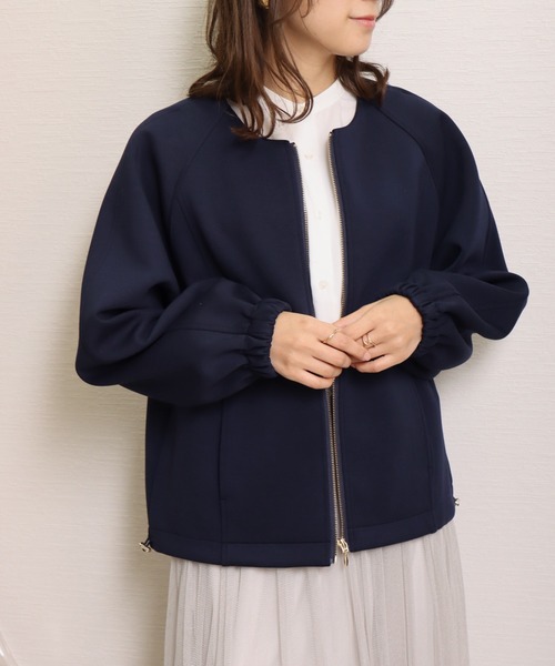 libelle more（リベル モア）の「ダンボールポンチ ノーカラーギャザーブルゾン（ブルゾン・レディース・杢グレー/ネイビー/ベージュ/ブラック/アイボリー・L/M）」の14枚目の写真