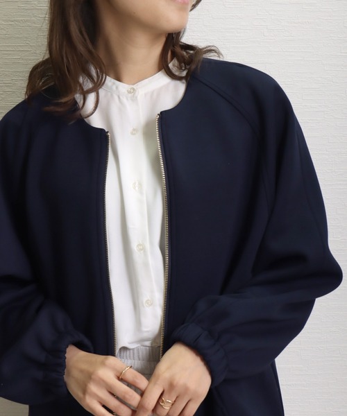 libelle more（リベル モア）の「ダンボールポンチ ノーカラーギャザーブルゾン（ブルゾン・レディース・杢グレー/ネイビー/ベージュ/ブラック/アイボリー・L/M）」の16枚目の写真