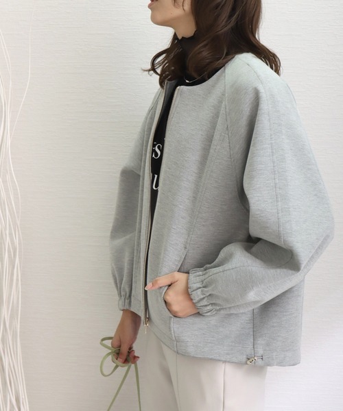 libelle more（リベル モア）の「ダンボールポンチ ノーカラーギャザーブルゾン（ブルゾン・レディース・杢グレー/ネイビー/ベージュ/ブラック/アイボリー・L/M）」の20枚目の写真