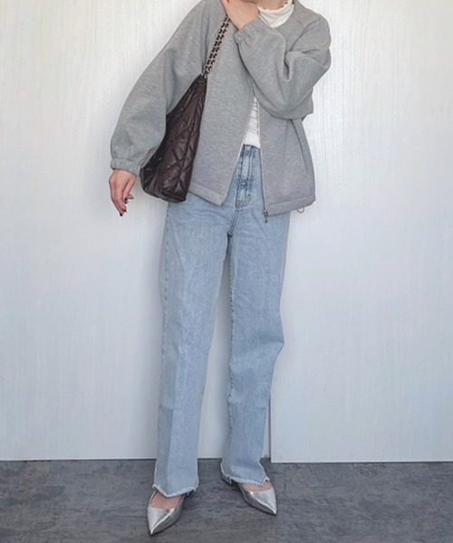 ダンボールポンチ ノーカラーギャザーブルゾン（ブルゾン）｜libelle