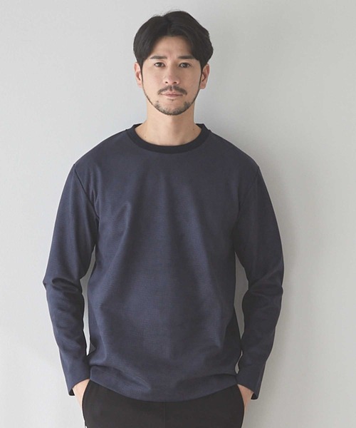 UNION STATION（ユニオンステーション）の「フェイクスウェードエンボス加工スウェット（スウェット・メンズ・ネイビー/オフホワイト・M/L/LL）」の3枚目の写真