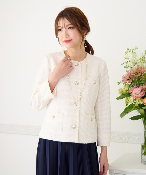 Rose Tiara ノーカラージャケット 46 ライトブルー Rose Tiara(ローズティアラ)のジャケット・アウターアイテム一覧