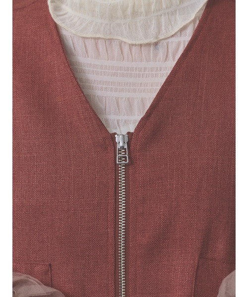 DOLLUPOOPS(ドールアップウップス)の「【定番オケージョンアイテム】ポケットチュールフリルモチーフブルゾン(ブルゾン・レディース・チャコールグレー/レンガ/ブラック・38)」の9枚目の写真