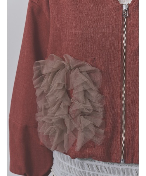 DOLLUPOOPS(ドールアップウップス)の「【定番オケージョンアイテム】ポケットチュールフリルモチーフブルゾン(ブルゾン・レディース・チャコールグレー/レンガ/ブラック・38)」の10枚目の写真
