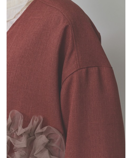 DOLLUPOOPS(ドールアップウップス)の「【定番オケージョンアイテム】ポケットチュールフリルモチーフブルゾン(ブルゾン・レディース・チャコールグレー/レンガ/ブラック・38)」の12枚目の写真