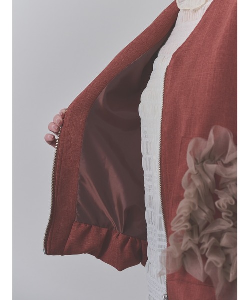 DOLLUPOOPS(ドールアップウップス)の「【定番オケージョンアイテム】ポケットチュールフリルモチーフブルゾン(ブルゾン・レディース・チャコールグレー/レンガ/ブラック・38)」の14枚目の写真