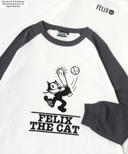 THE FELiX（フェリクス）の「FELIX THE CAT/フィリックス・ザ・キャット キャラクター ヴィンテージライク フロント バックプリント ラグランロンT レディース メンズ（Tシャツ/カットソー・レディース・チャコール/オフホワイト/ホワイト系その他2/ホワイト系その他/グレー系その他・LL/L/M）」の3枚目の写真