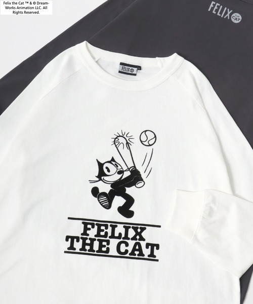 THE FELiX（フェリクス）の「FELIX THE CAT/フィリックス・ザ・キャット キャラクター ヴィンテージライク フロント バックプリント ラグランロンT レディース メンズ（Tシャツ/カットソー・レディース・チャコール/オフホワイト/ホワイト系その他2/ホワイト系その他/グレー系その他・LL/L/M）」の2枚目の写真